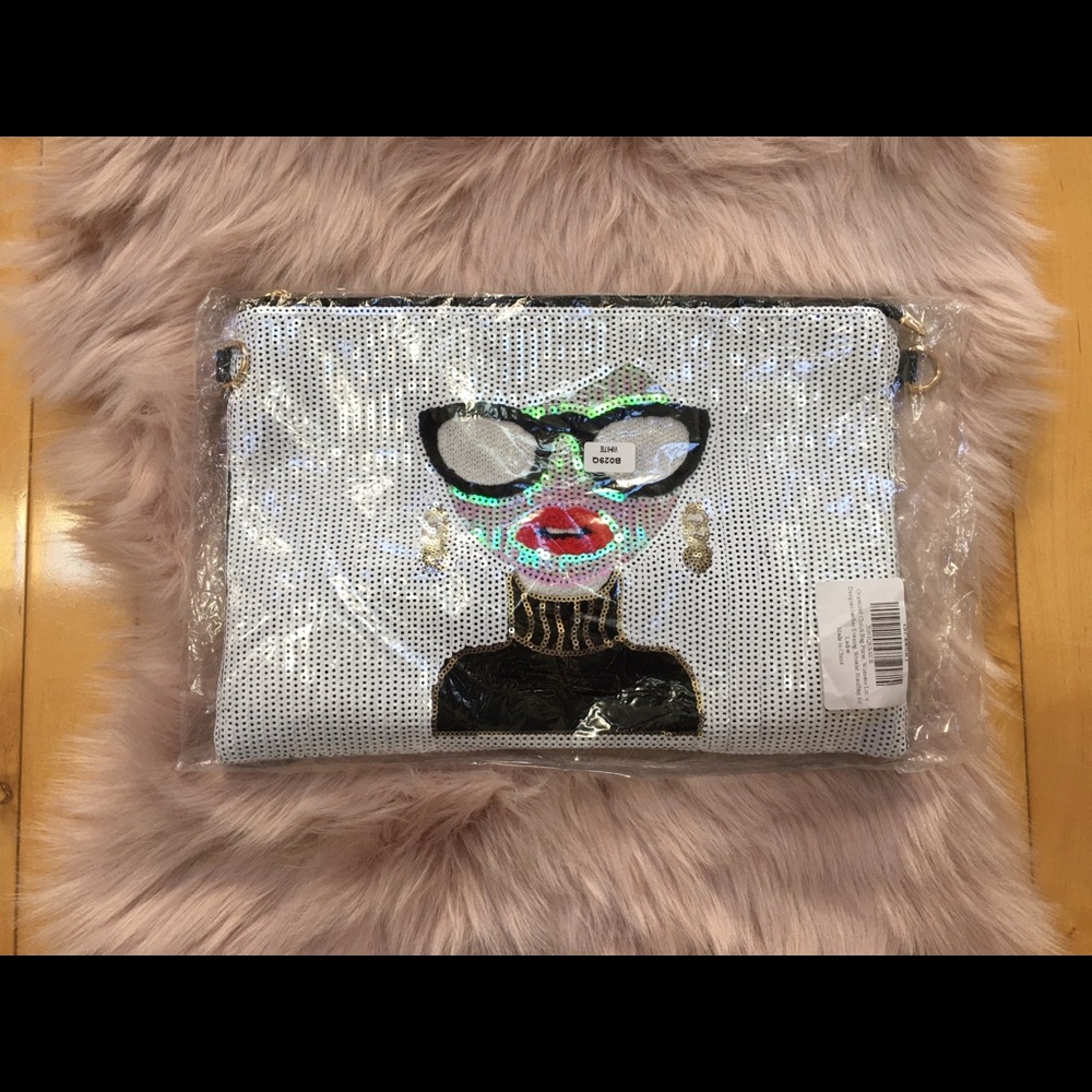 Women’s Oversized Sequin Clutch with Strap